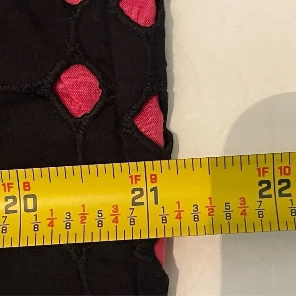 Tribal Black Pink Polka Dot Pure Cotton Skirt NWOT Size 12 Academia